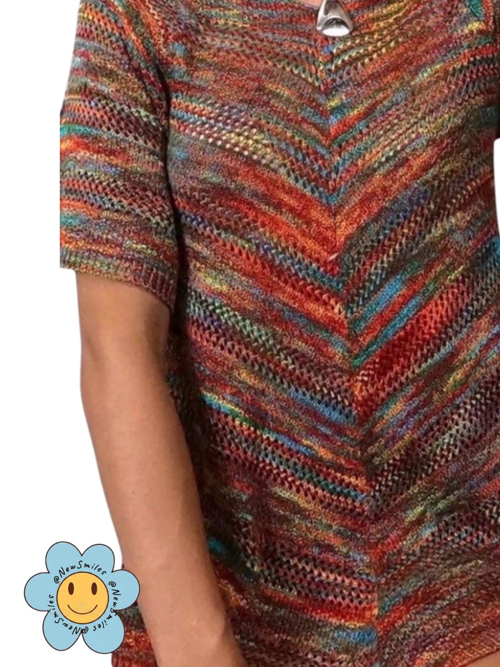 Multicolor ~ Knit ~ Short-Sleeved ~ Women's ~Top ~ Size Large ~ Great Condition